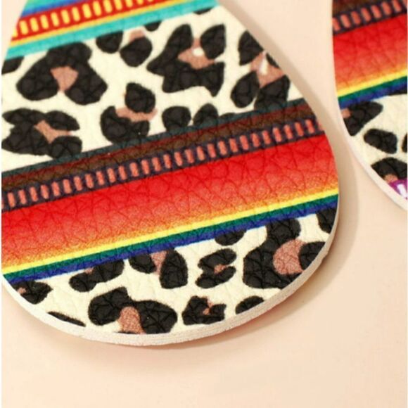 Leopard Multi Color Teardrop Earrings NWT - Picture 2 of 7